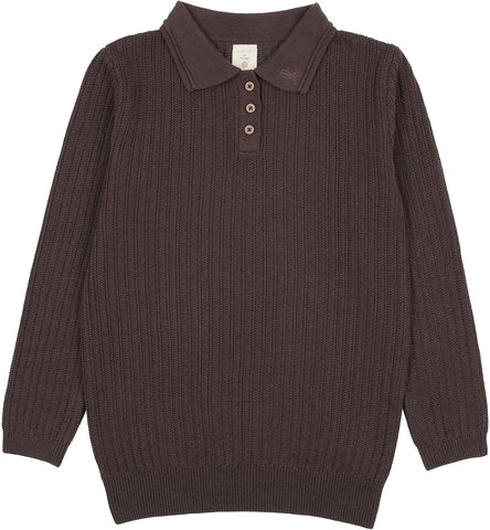 Lil Legs Analogie Chocolate Brown Boys Knit Polo