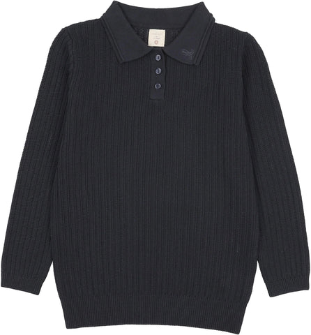 Lil Legs Analogie Navy Boys Knit Polo