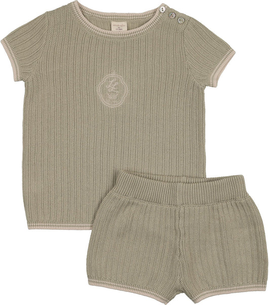Lil Legs Analogie Shrub Green Boys Knit Emblem Set SBKES-SGRN