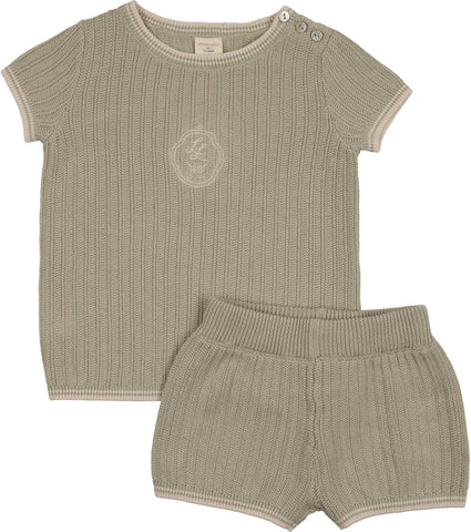 Lil Legs Analogie Shrub Green Boys Knit Emblem Set SBKES-SGRN