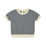 FUB Dark Navy + Ecru Knit Bi-Color Top + Bloomer Set