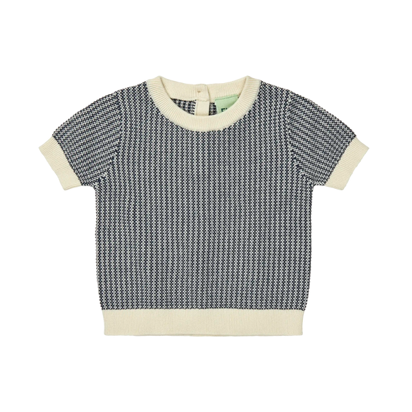 FUB Dark Navy + Ecru Knit Bi-Color Top + Bloomer Set