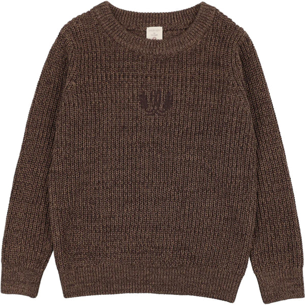 Lil Legs Analogie Chocolate Brown Marled Boys Crewneck