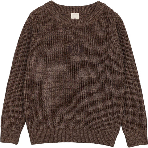 Lil Legs Analogie Chocolate Brown Marled Boys Crewneck