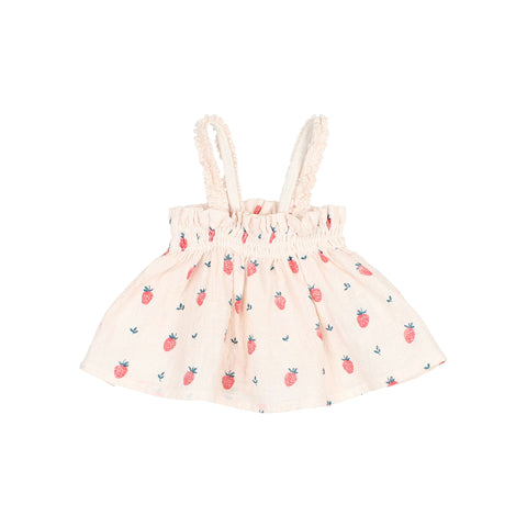 Buho Baby Cream Pink Strawberry Top + Culotte Set