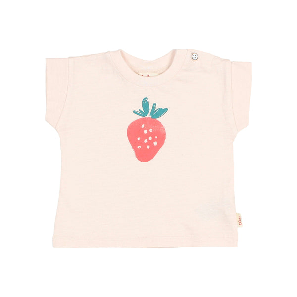 Buho Baby Cream Pink Strawberry Fresa Tee + Culotte Set