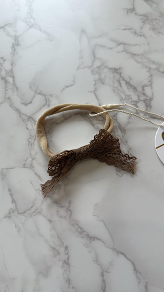 Halo Luxe Mocha Ivy Scalloped Lace Baby Headband