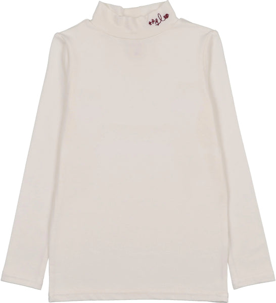 Lil Legs Analogie Cream Embroidered Mockneck