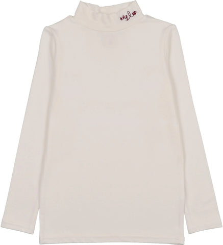 Lil Legs Analogie Cream Embroidered Mockneck