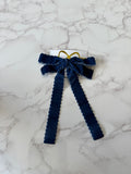 Halo Luxe Navy Opaline Scalloped Velvet Long Tail Clip