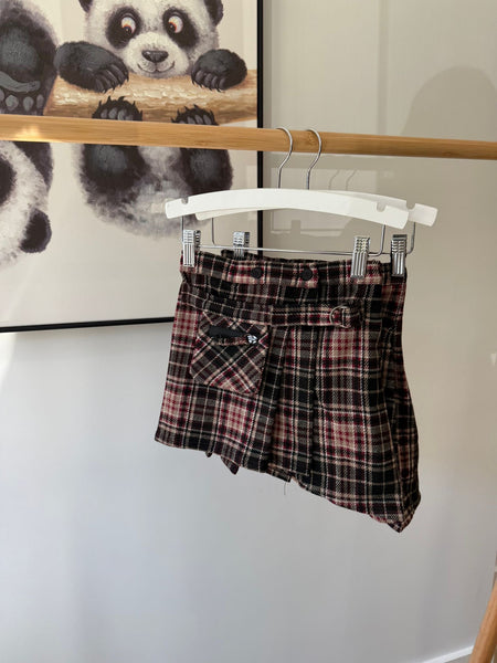 Anja Schwerbrock Checks Pleated Asymmetric Skirt