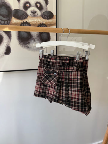 Anja Schwerbrock Checks Pleated Asymmetric Skirt