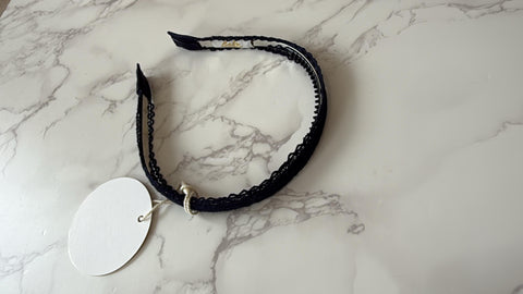 Halo Luxe Black Ivy Scalloped Lace Headband