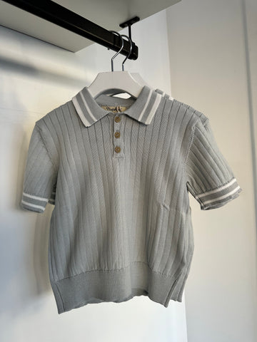 Nupkeet Slate Grey Contrast Trim Polo Sweater