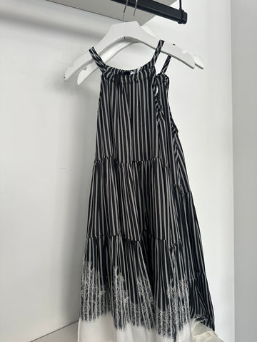 Ermanno Scervino Black Satin Stripe Dress