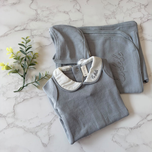 Lilette Light Blue Le Bebe Pointelle Footie Set