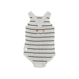 Buho Sky Gray/Navy Stripes Rib Knit Romper