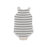 Buho Sky Gray/Navy Stripes Rib Knit Romper