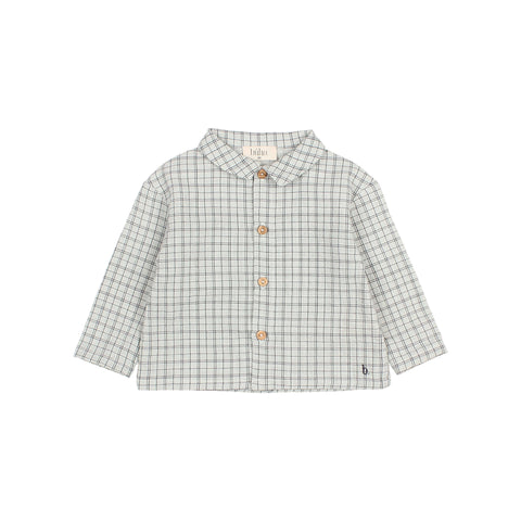 Buho Baby Sky Gray Mini Check Shirt + Bloomer Set