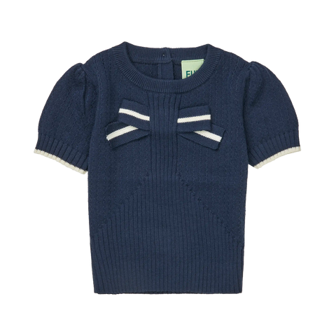 FUB Dark Navy Baby Bow Top + Bloomer Set