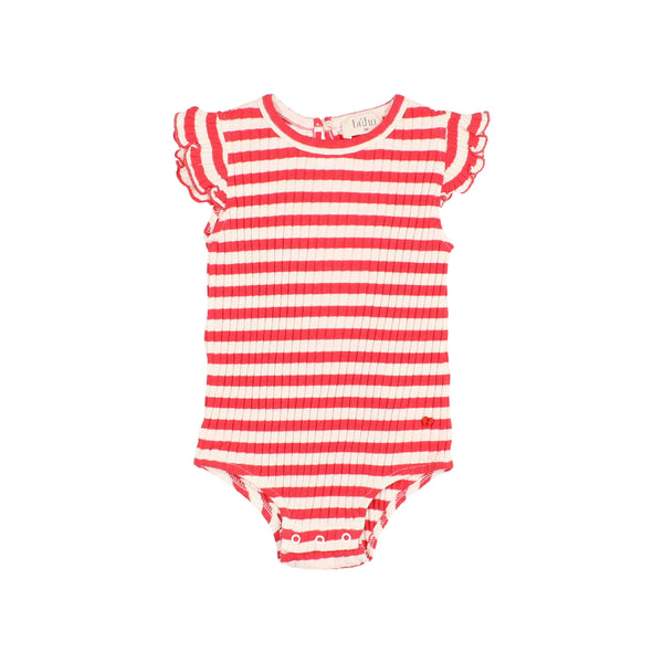 Buho Coral Red Fancy Rib Bodysuit