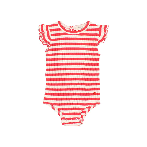 Buho Coral Red Fancy Rib Bodysuit