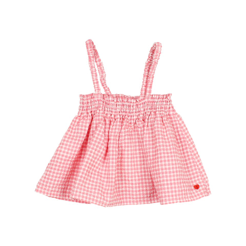 Buho Baby Coral Red Gingham Top + Culotte Set