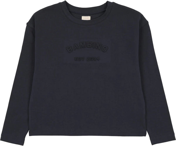Lil Legs Navy Print Denim Day Girls Boxy Tee