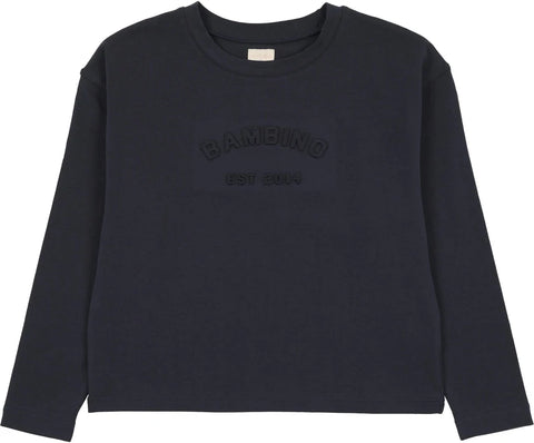 Lil Legs Navy Print Denim Day Girls Boxy Tee