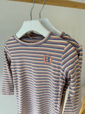 Bonjoy Purple Stripe Summer 3/4 Sleeve T-shirt