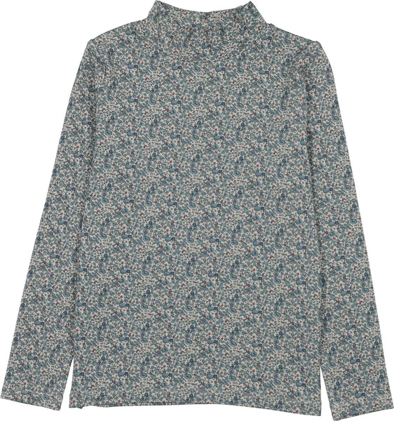 Lil Legs Misty Blue Printed Mockneck