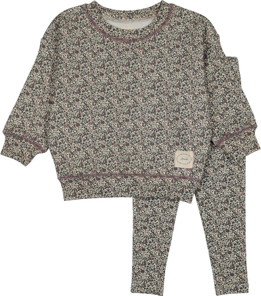 Lil Legs Vintage Purple Printed Toddler Set