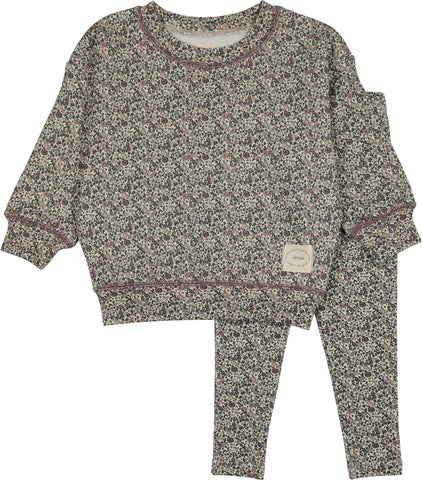 Lil Legs Vintage Purple Printed Toddler Set