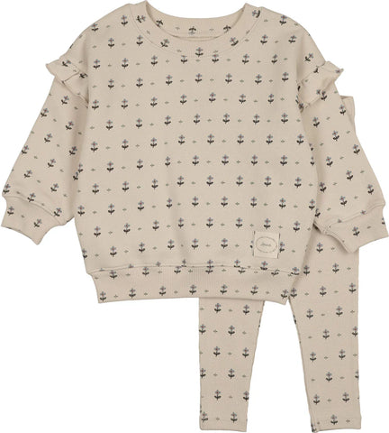 Lil Legs Cream Printed Toddler Set