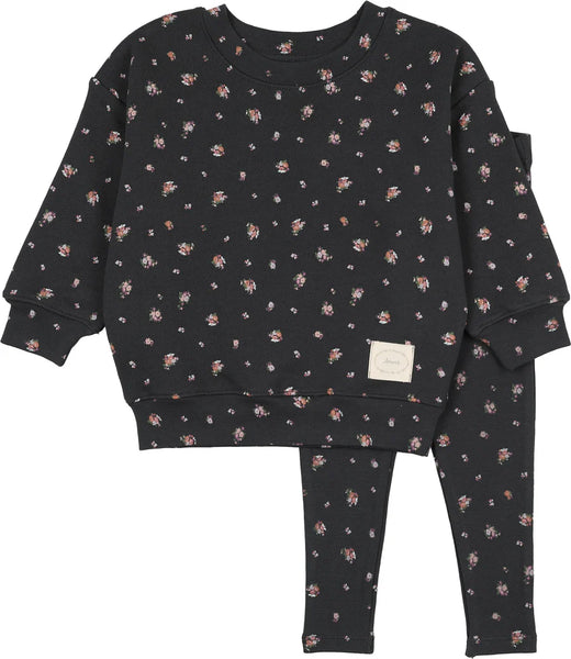 Lil Legs Black Printed Toddler Set