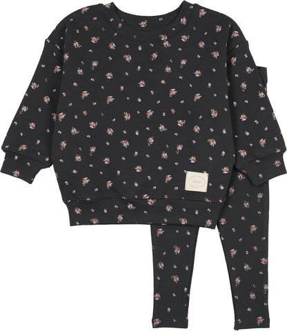 Lil Legs Black Printed Toddler Set