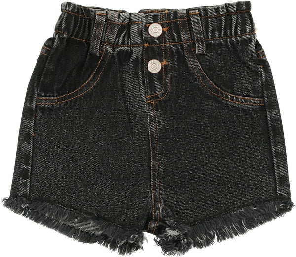 Lil Legs Black Wash Paperbag Shorts