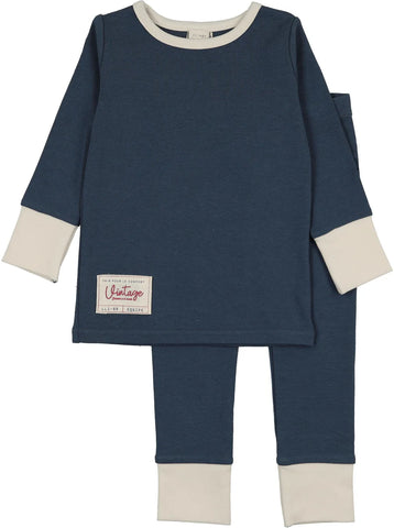 Lil Legs Analogie Vintage Blue Color Block Lounge Set