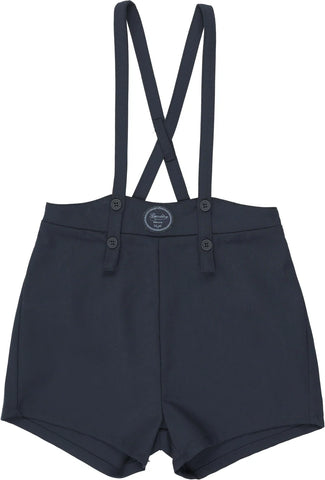 Lil Legs Analogie Navy Plaid Edition Boys Overall Shorts
