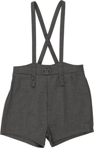 Lil Legs Analogie Mid Gray Plaid Edition Boys Overall Shorts