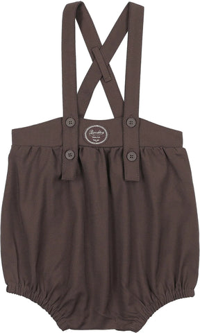 Lil Legs Analogie Chocolate Brown Plaid Edition Boys Romper
