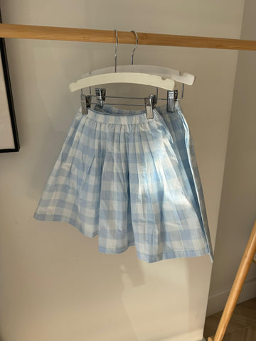 Bonjoy Blue Gingham Plaid Pleated Shabbos Skirt