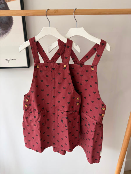 Piupiuchick Pink/Black Hearts Knee Length Dress with Straps
