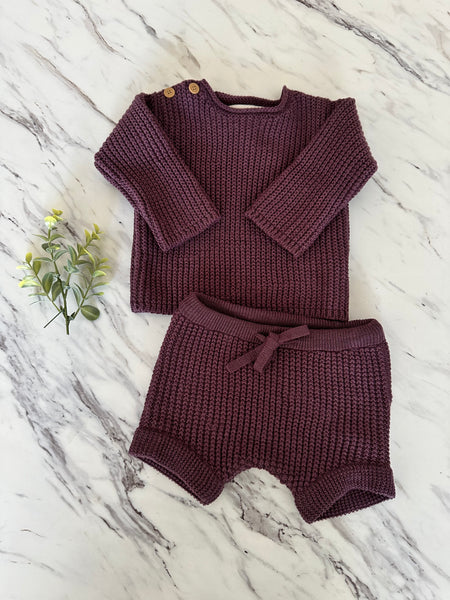 Aymara Aubergine Ciro Sweater & Greg Shorts Knit Set