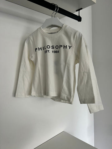 Philosophy White & Black Long Sleeve Logo Tee