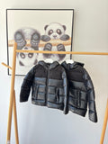 Colmar Black Velvet Contrast Quilted Hooded Jacket 34000000-9YN-99
