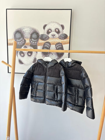 Colmar Black Velvet Contrast Quilted Hooded Jacket 34000000-9YN-99