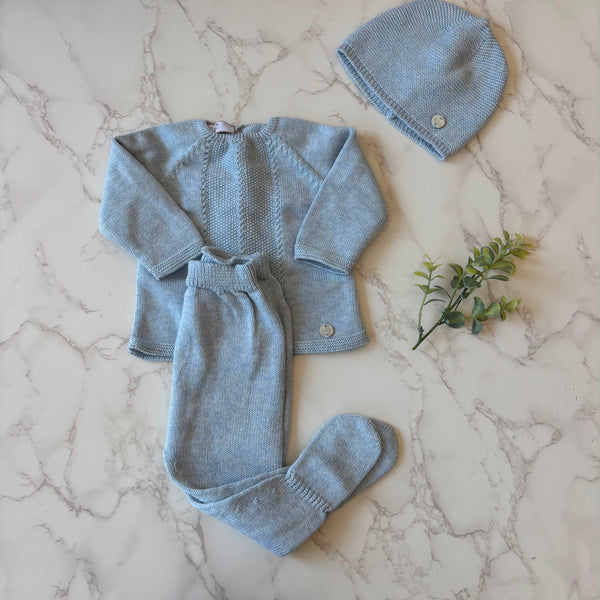 Paz Rodriguez Chalk Blue Knit Sweater + Legging Set