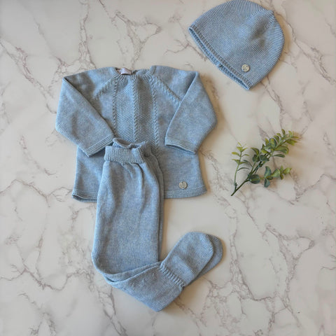 Paz Rodriguez Chalk Blue Knit Sweater + Legging Set
