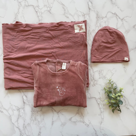 Lilette Deep Pink Velour Forest Graphic Blanket